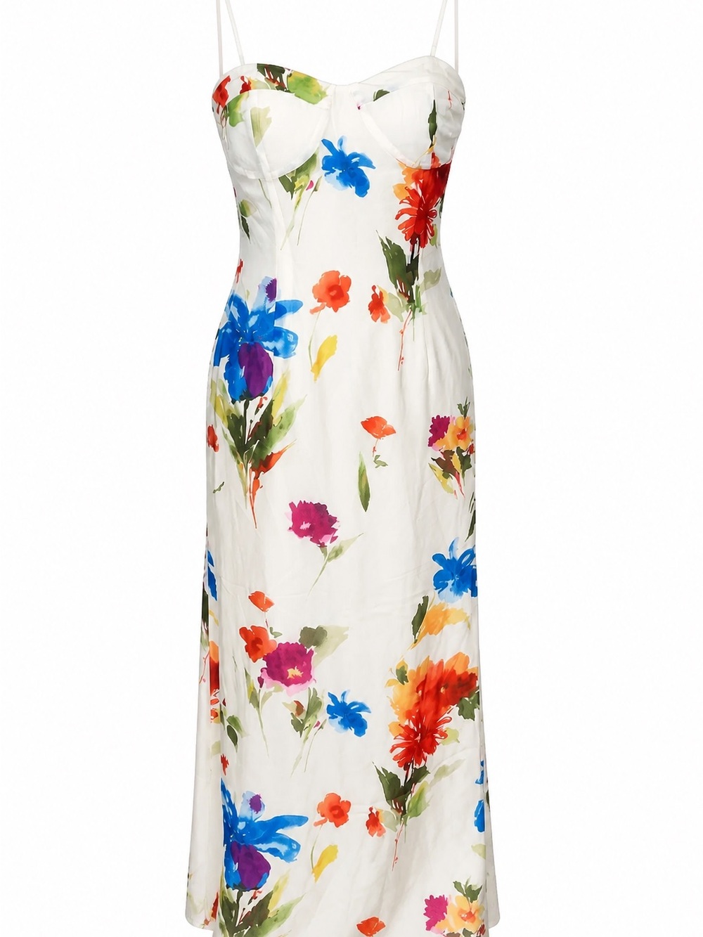 RIHOAS White Floral Slip Maxi Dress with Multicolor Print